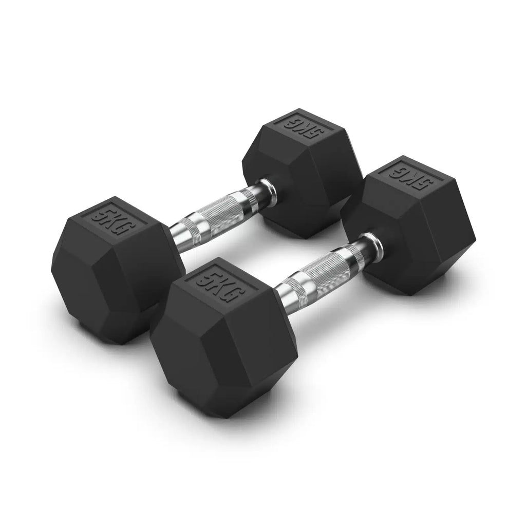 Rubber Coated Hex Dumbbells (New)